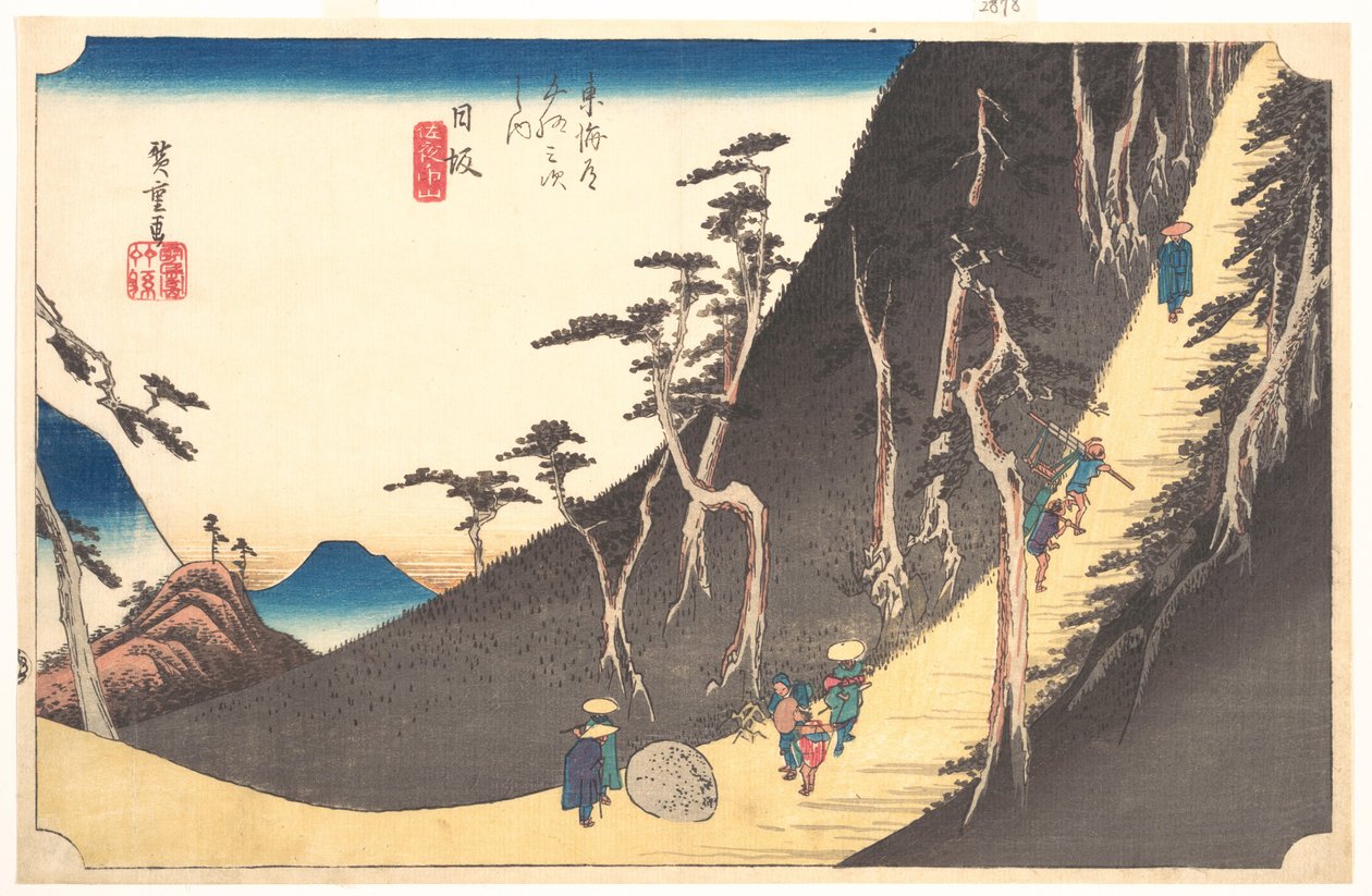 Kahdeskymmeneskuudes asema: Nissaka, Sayo no Nakayama, sarjasta Tōkaidōn 53 asemaa tekijältä Utagawa Hiroshige