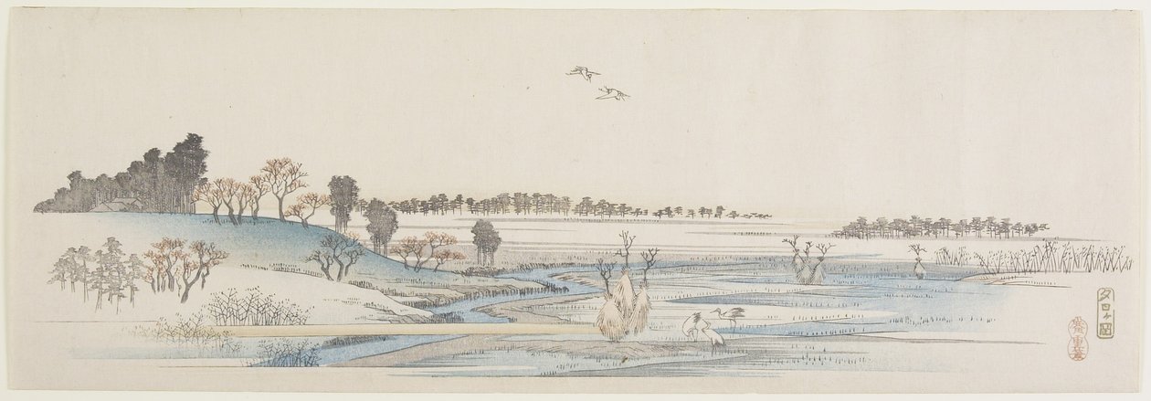 Sunset Hill, 1837-1844 tekijältä Utagawa Hiroshige