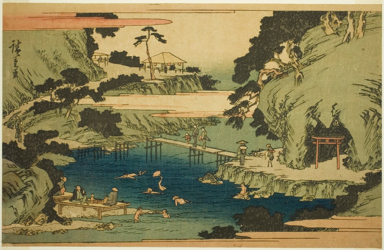 Takinogawa Ojissa (Oji Takinogawa), sarjasta "Famous Places in the Eastern Capital (Toto meisho)" tekijältä Utagawa Hiroshige