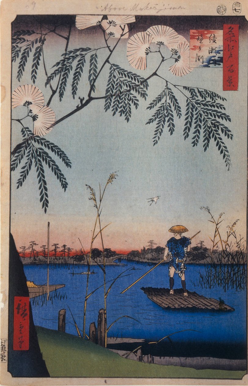 Ayase-joki ja Kanegafuchi Sata kuuluisaa näkymää Edosta, 1856-1858 tekijältä Utagawa Hiroshige