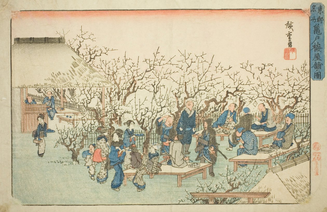 The Plum Garden at Komeido (Kameido ume yashiki no zu), de la sèrie "Famous Places in the Eastern Capital (Toto meisho)" finlandès tekijältä Utagawa Hiroshige