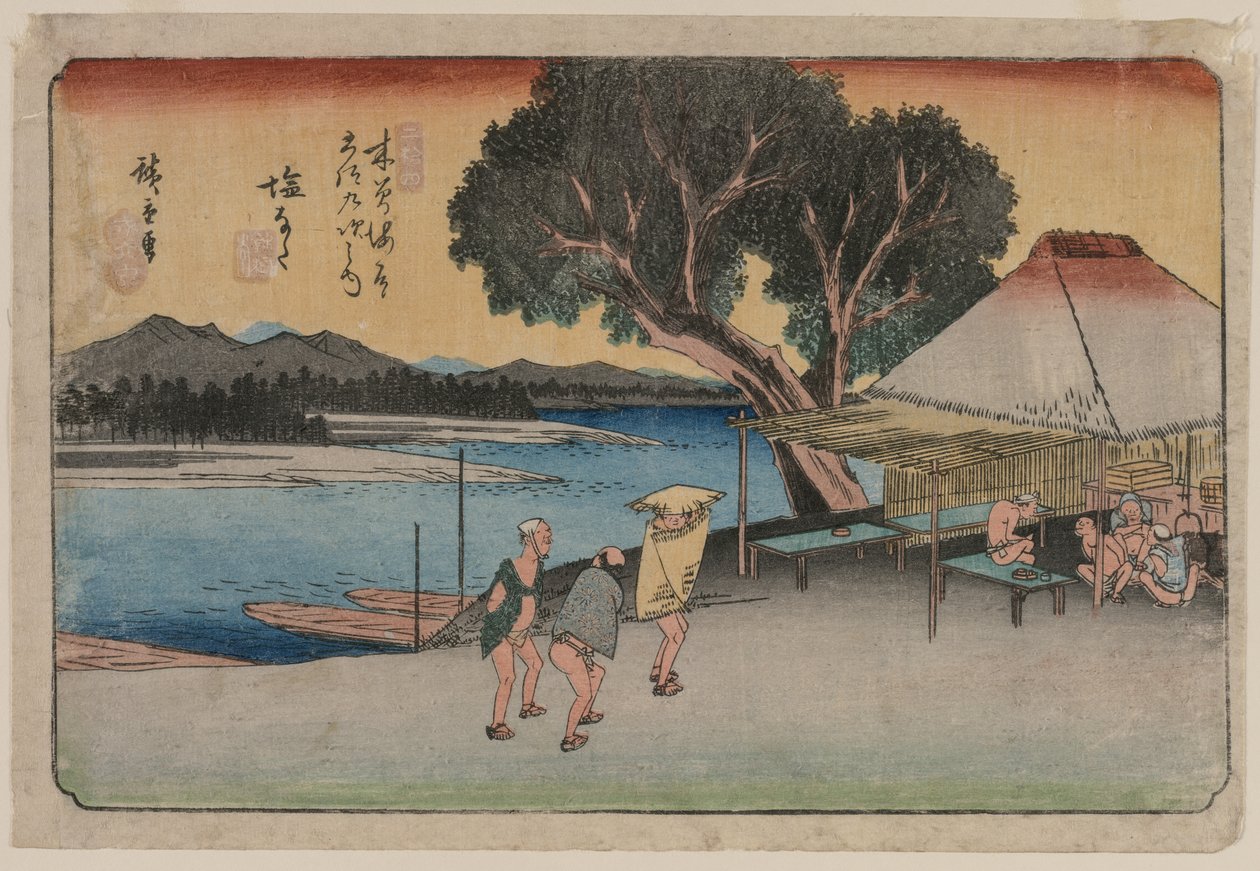 Kison valtatien kuusikymmentäyhdeksän asemaa: Shionata tekijältä Utagawa Hiroshige