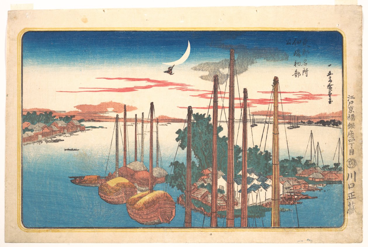 Vuoden ensimmäinen käenlaulu Tsukudajimalla tekijältä Utagawa Hiroshige