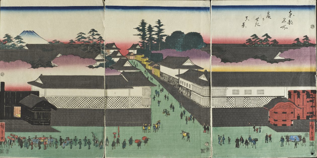Kasumigasekin todellinen näkymä tekijältä Utagawa Hiroshige