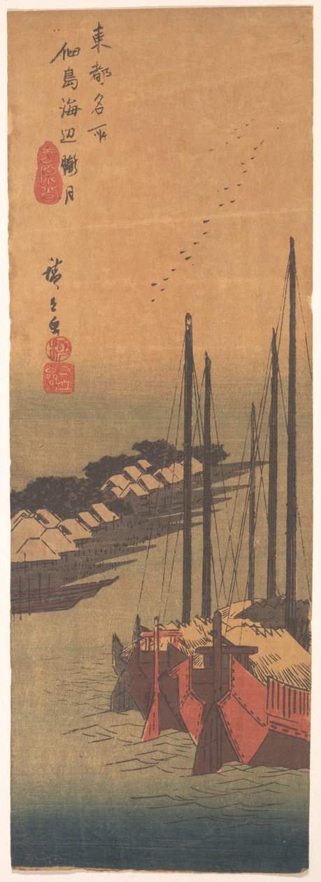 Tsukudajima no Oborozuki tekijältä Utagawa Hiroshige