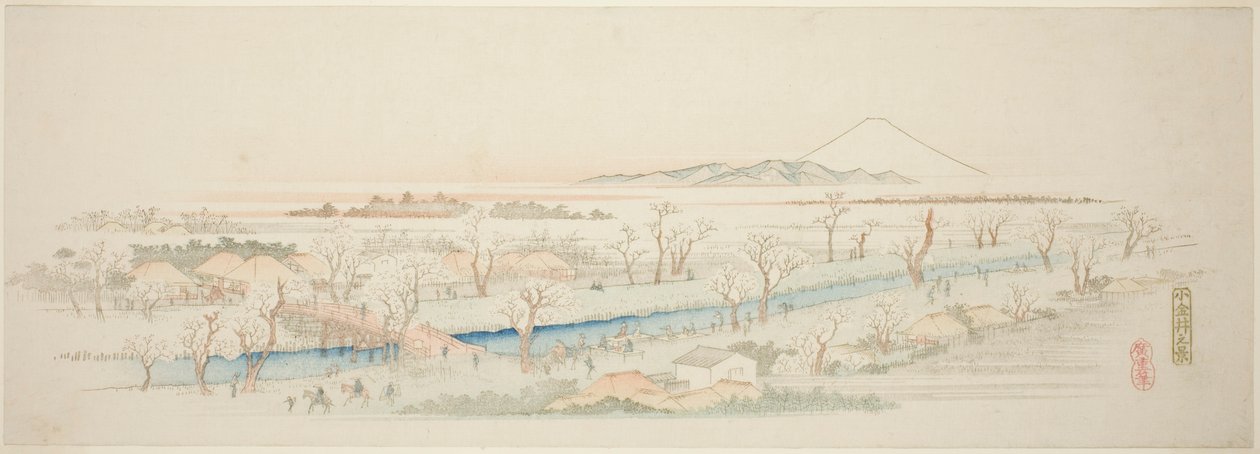 Näkymä Koganeille (Koganei no kei), nimettömästä sarjasta kuuluisia näkymiä Edon esikaupunkialueille tekijältä Utagawa Hiroshige