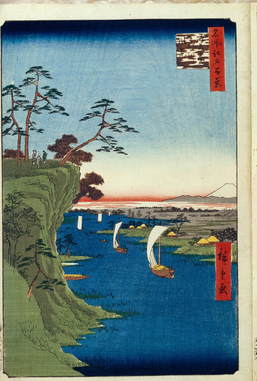 Näkymä Konodaista ja Tone-joesta Sata kuuluisaa näkymää Edosta, 1856-1858 tekijältä Utagawa Hiroshige