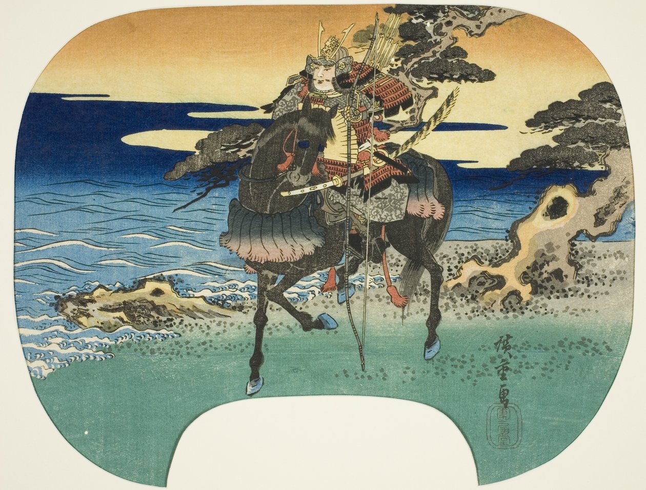 Soturi hevosen selässä tekijältä Utagawa Hiroshige