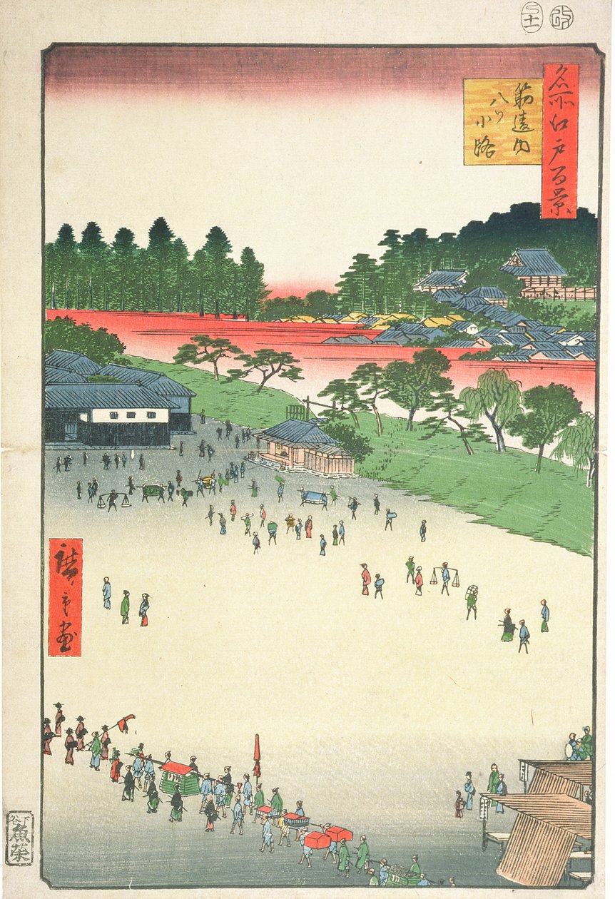 Yatsuko, Sujikai-portin sisällä, sarjasta "Sata kuuluisaa Edon näkymää", 1857 (värillinen puupainatus) tekijältä Utagawa Hiroshige