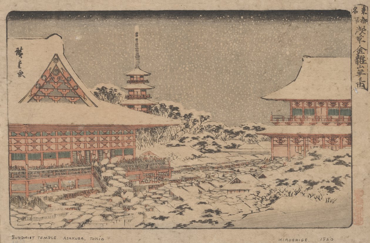 Vuoden lopun messut Kinryuzanin temppelissä tekijältä Utagawa Hiroshige