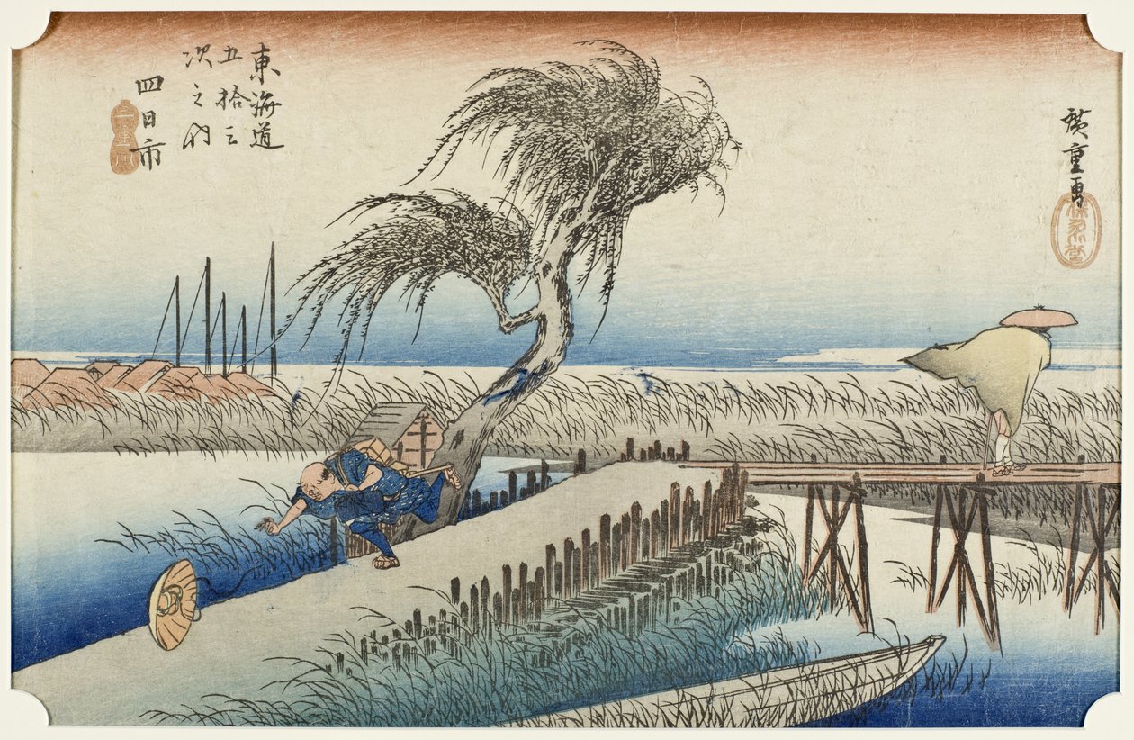 Yokkaichi: Mie-joki tekijältä Utagawa Hiroshige