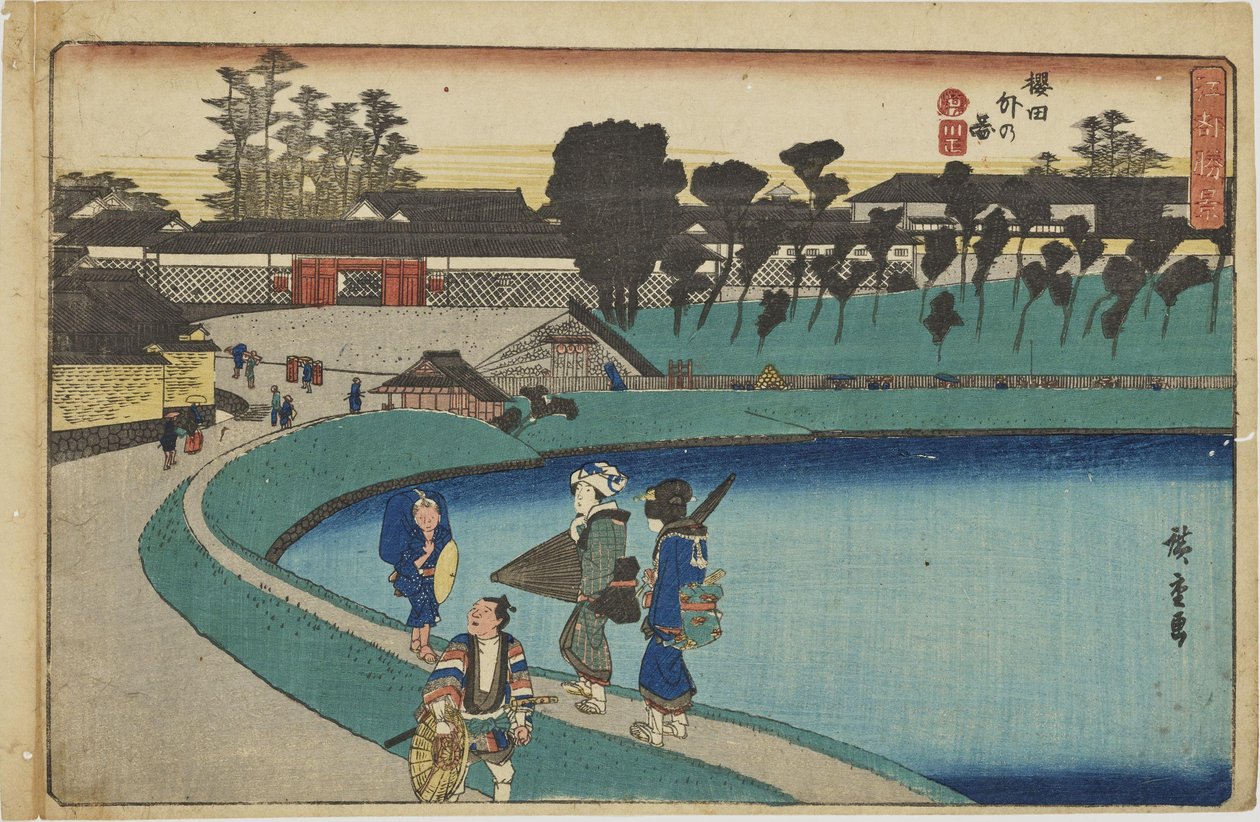 ”Sakurada-portin ulkopuolella” sarjasta ”Edon upeita näkymiä” tekijältä Utagawa Hiroshige
