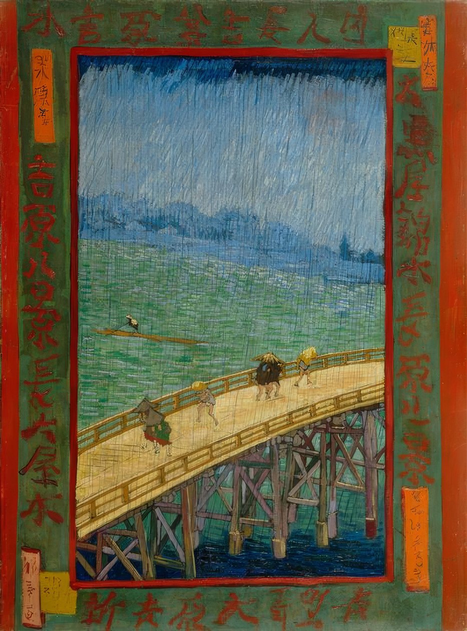 van Gogh nach Hiroshige, Brücke im Regen tekijältä Utagawa Hiroshige