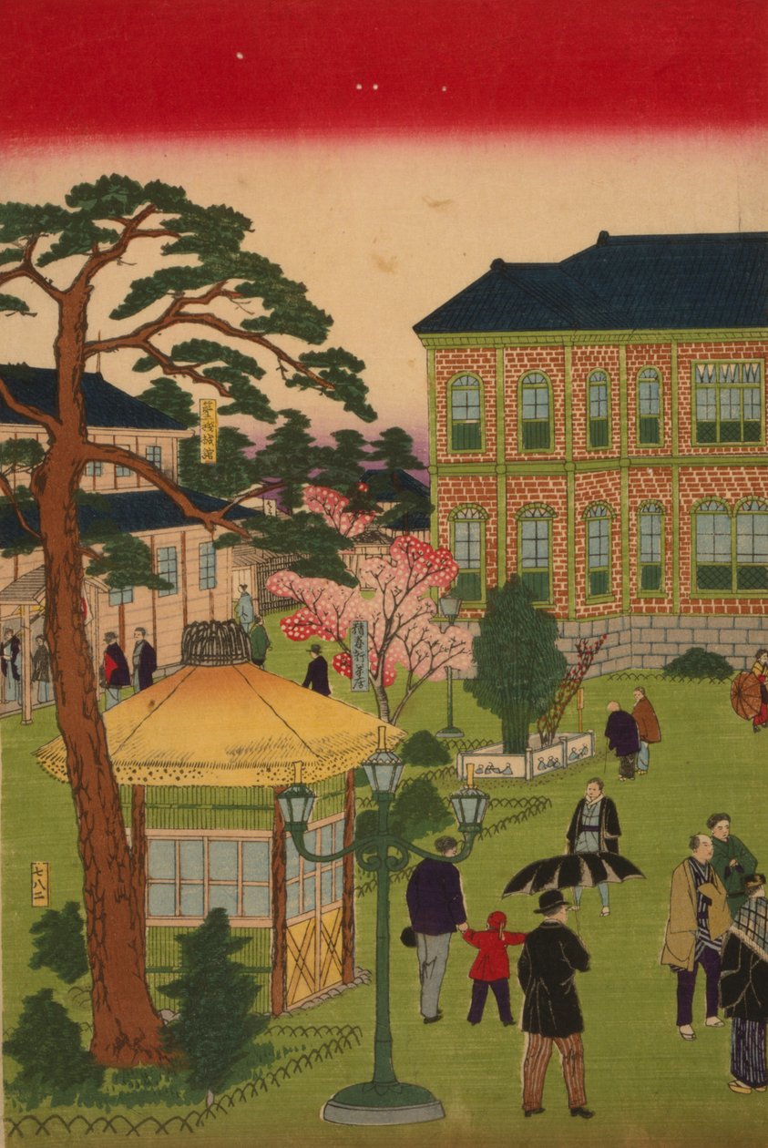Toinen valtakunnallinen teollisuusnäyttely Uenon puistossa tekijältä Utagawa Hiroshige III