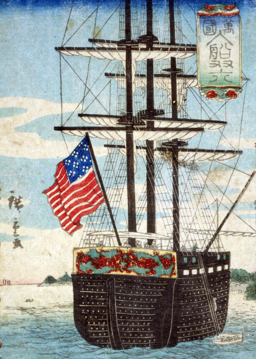 Esimerkiksi g shin PS kin g at po RT, (Bangkokin voittaja sugoroku), 1860 tekijältä Utagawa II Hiroshige