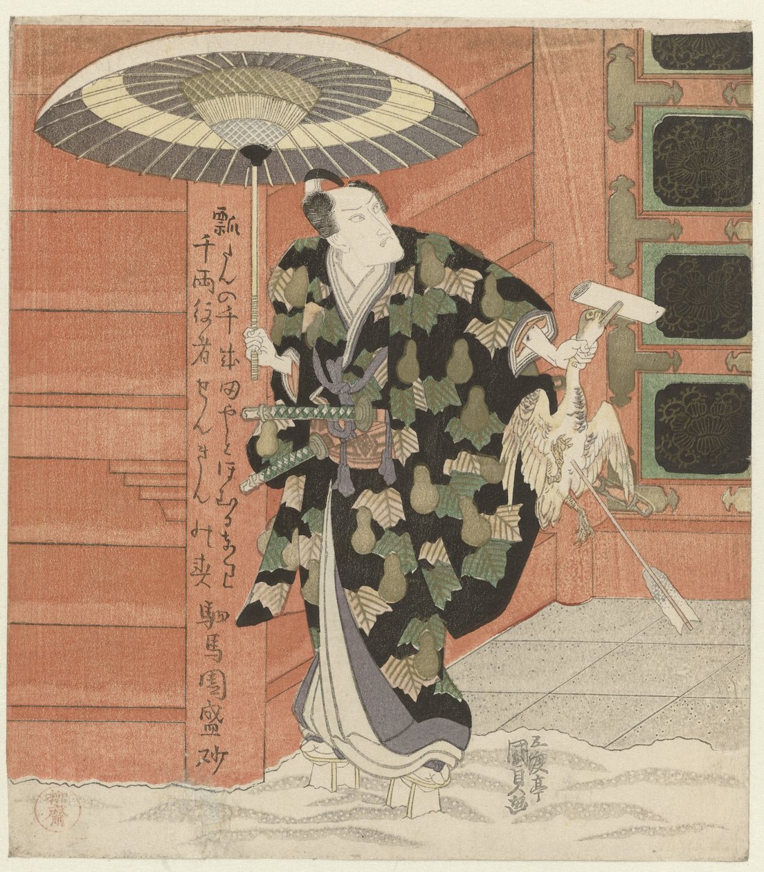 Näyttelijä hanhi kädessään tekijältä Utagawa Kunisada (I)