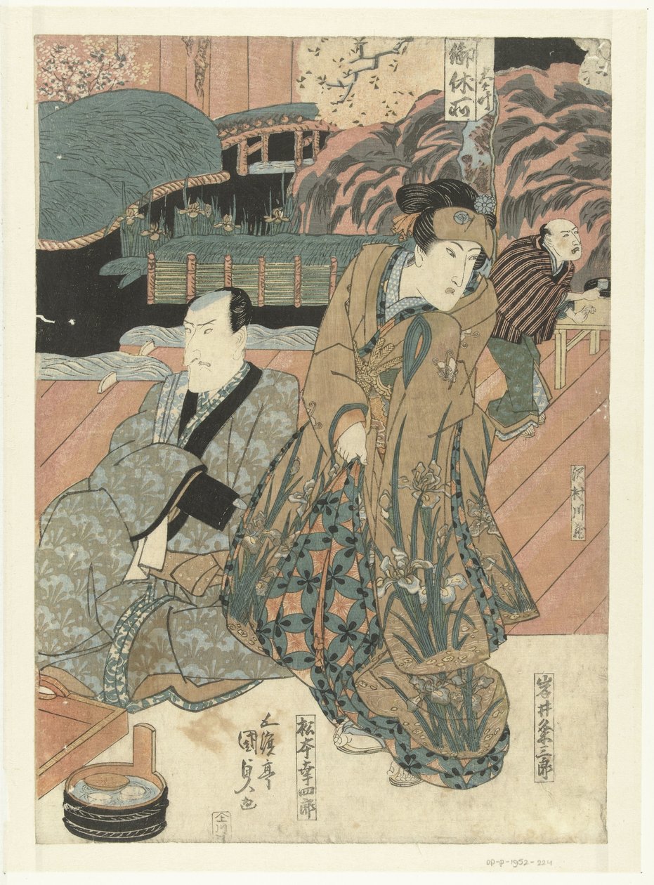 Näyttelijät lavalla tekijältä Utagawa Kunisada (I)