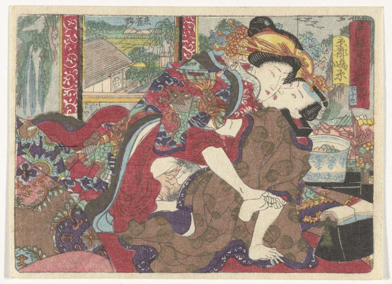 Kioton pysähdyspaikka Eroottinen tie pääkaupunkiin (sarjan nimi) tekijältä Utagawa Kunisada (I)