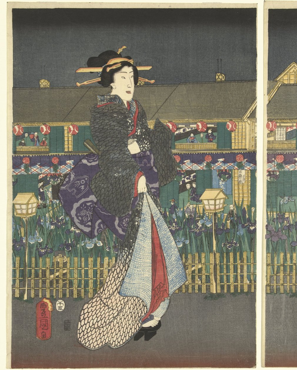 Iirikset täydessä kukassa tekijältä Utagawa Kunisada (I)