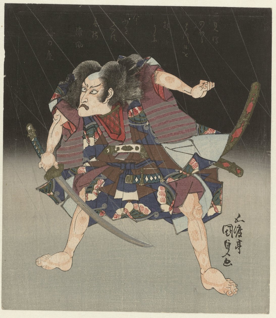 Samurai sateessa tekijältä Utagawa Kunisada (I)