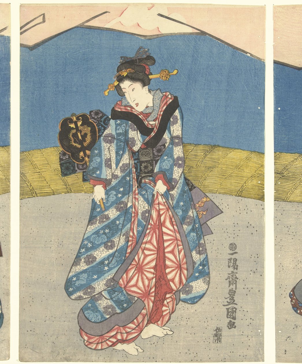 Kauniita kukkotaistelussa tekijältä Utagawa Kunisada (I)
