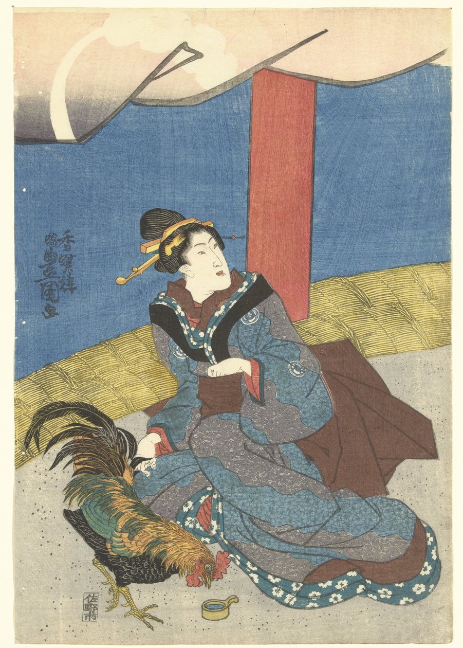 Kauniita kukkotaistelussa tekijältä Utagawa Kunisada (I)