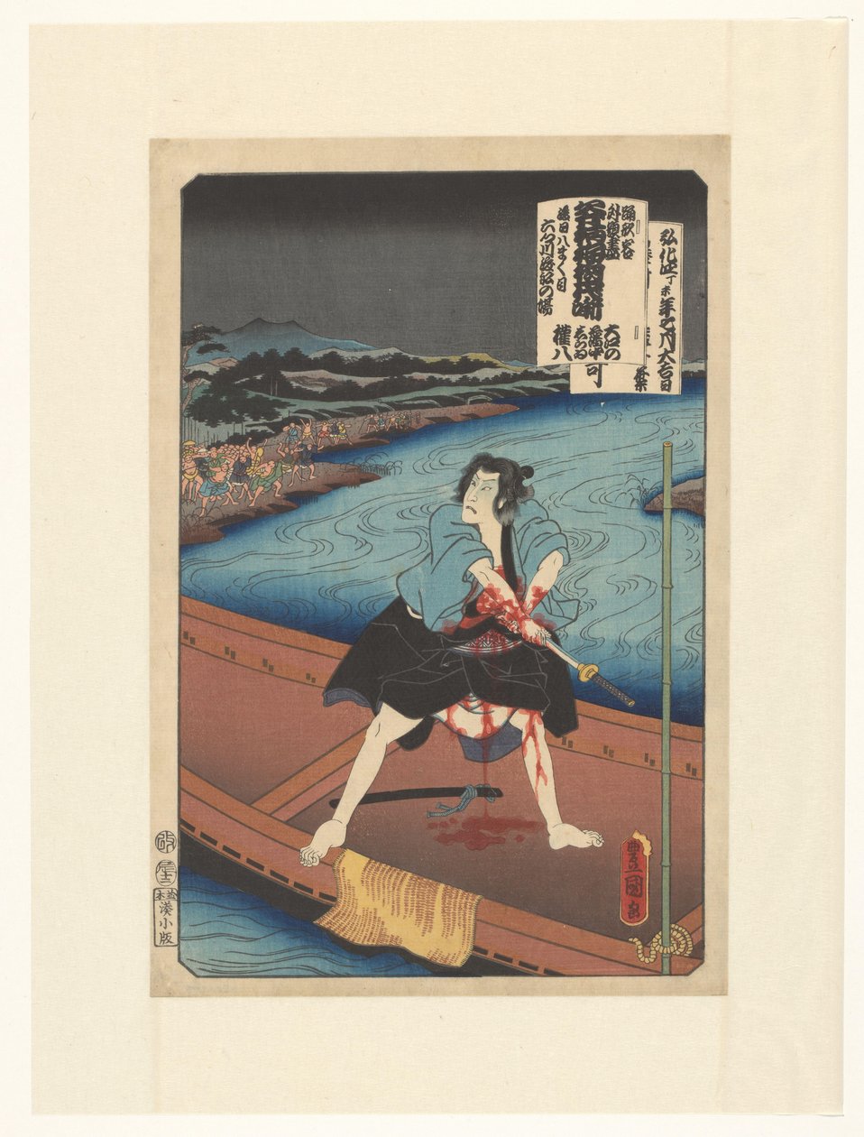 Shirai Gonpachi tekee itsemurhan veneessä tekijältä Utagawa Kunisada (I)