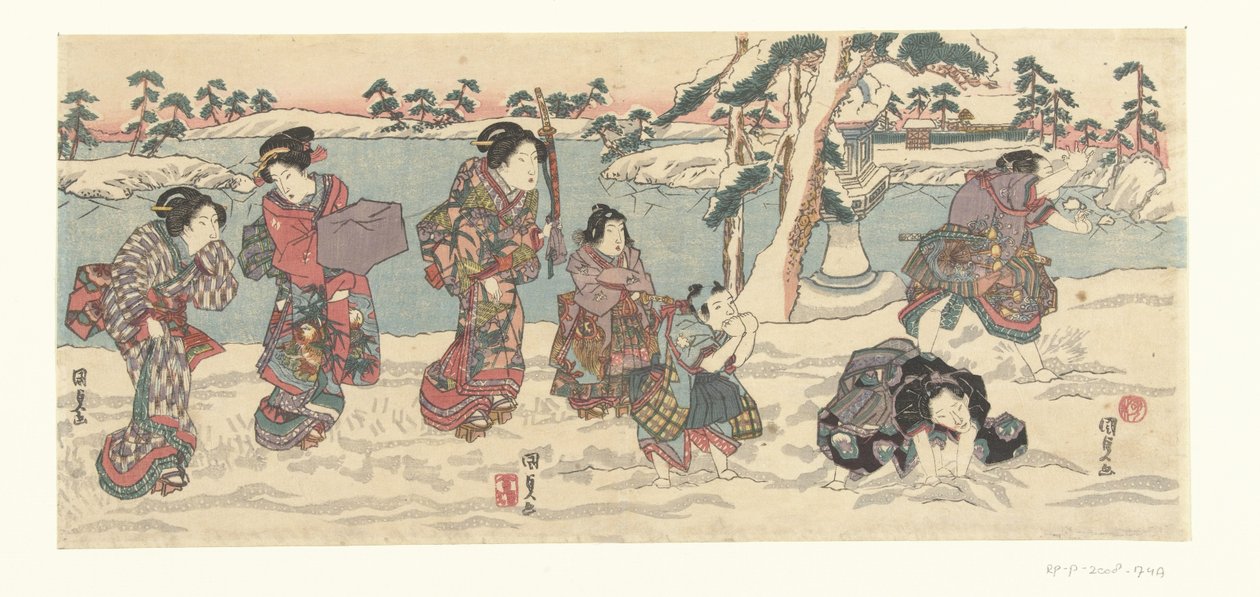lumipallojen heittely tekijältä Utagawa Kunisada (I)