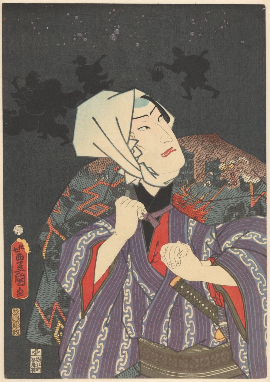 Tokijirô palomiehen takissa tekijältä Utagawa Kunisada (I)
