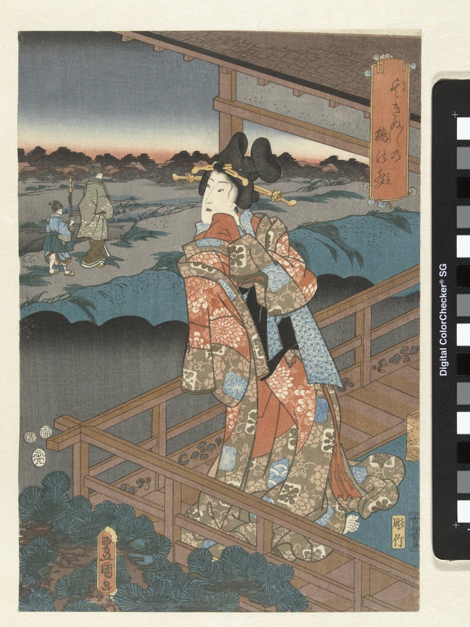 Nainen parvekkeella tekijältä Utagawa Kunisada (I)