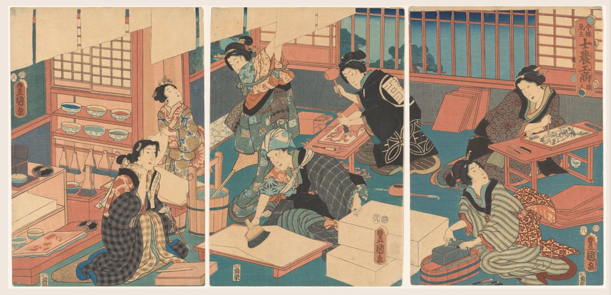 Naiset tekevät kuvia tekijältä Utagawa Kunisada (I)