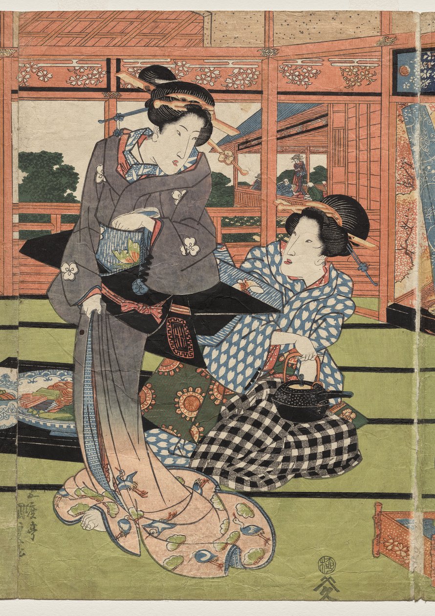 Näkymä Sakurain suuresta uudesta huoneesta tekijältä Utagawa Kunisada