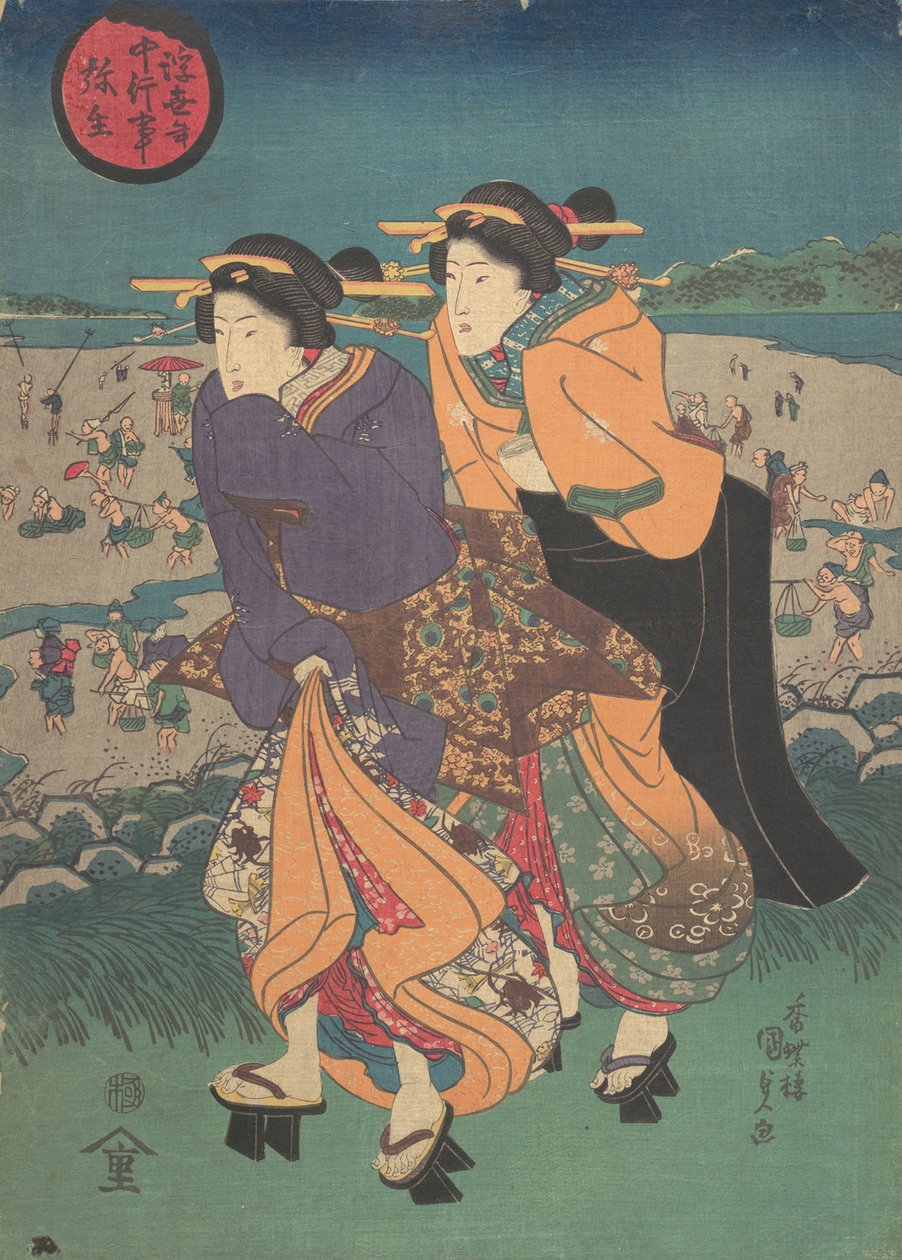 Vuosittainen tapahtuma - kolmas kuukausi Ukiyo nenju gyoji: Yayoi, 1800-luvun puoliväli, 1800-luvun puoliväli. tekijältä Utagawa Kunisada