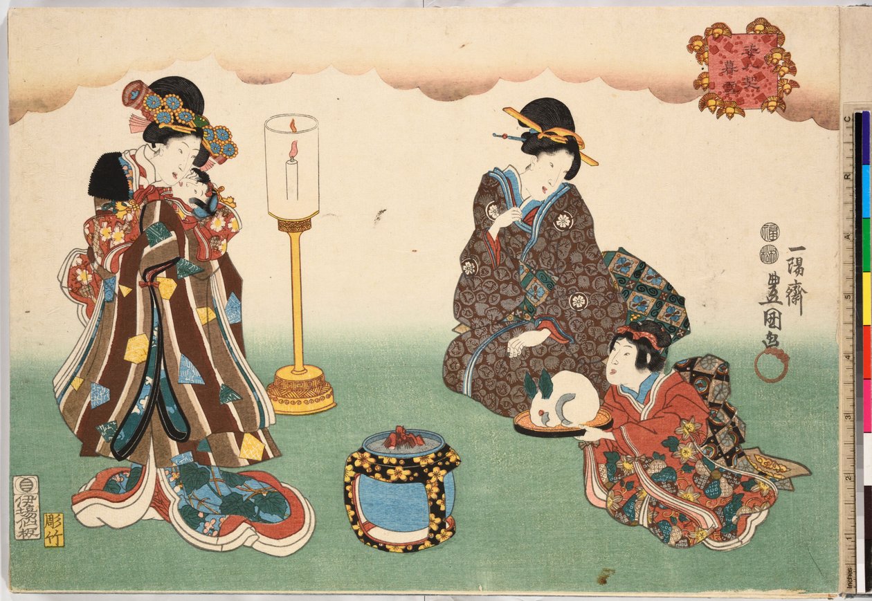 Illan lumi Bo-setsu, sarjasta Eight Figural Views Sugata Hakkei, ca. 1850, n. 1850 tekijältä Utagawa Kunisada