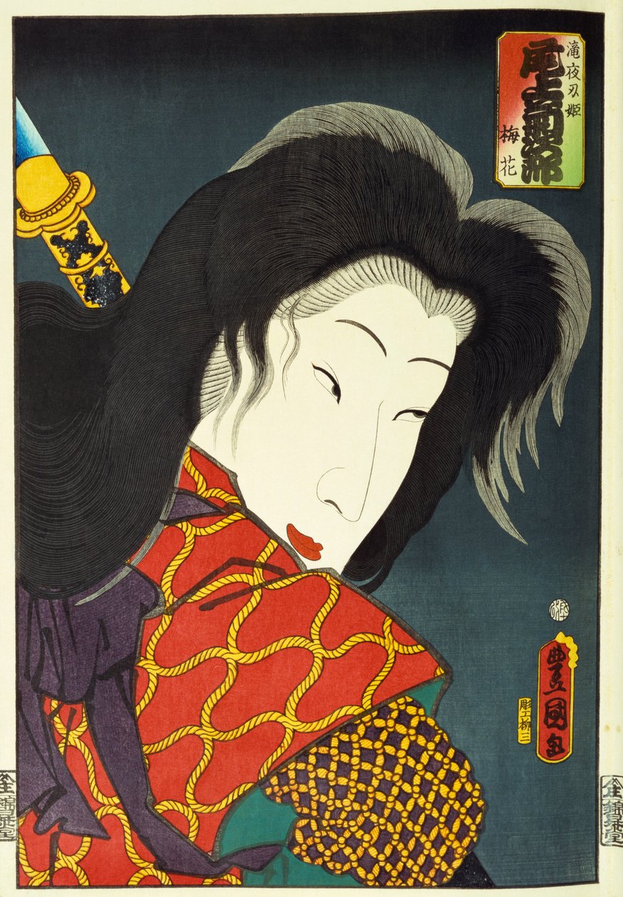 Sarjasta "Famous Actors Past and Present", n.1860-65 tekijältä Utagawa Kunisada