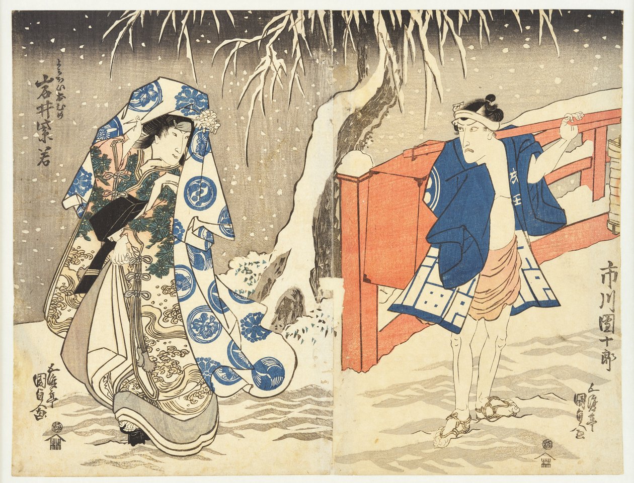 Salainen tapaaminen lumessa tekijältä Utagawa Kunisada
