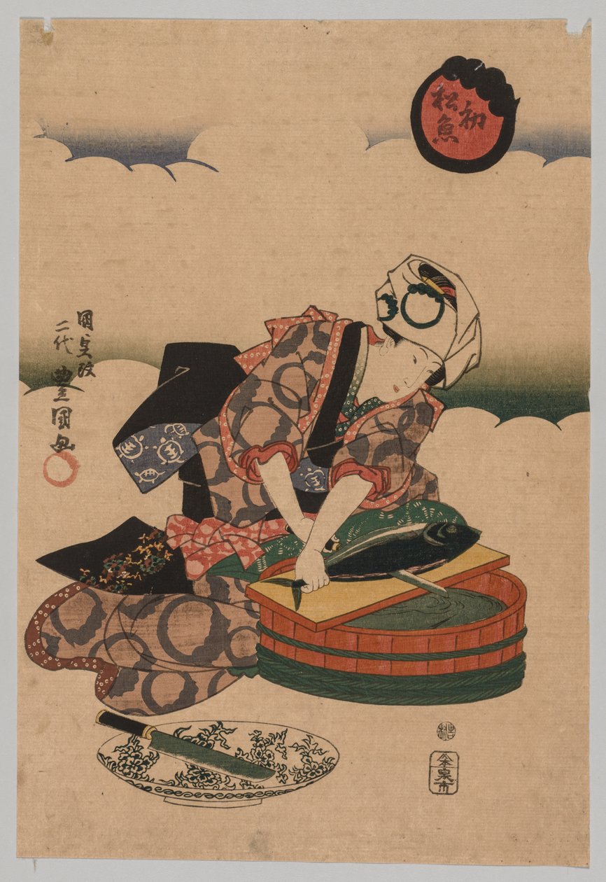 Valmistelee Bonitaa, 1823-1880. tekijältä Utagawa Kunisada