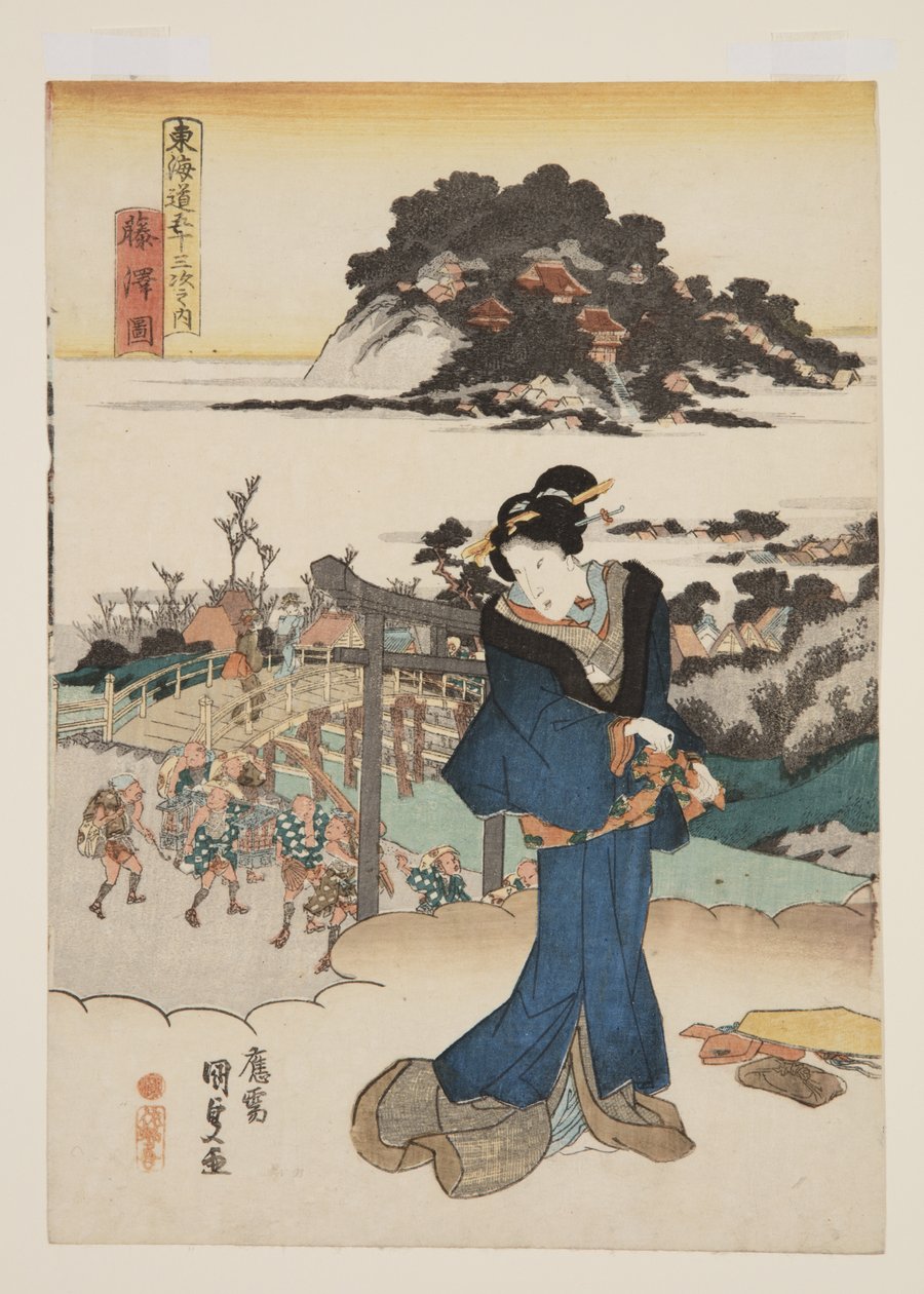 View of Fujisawa (Fujisawa zu) (colour woodblock print) tekijältä Utagawa Kunisada