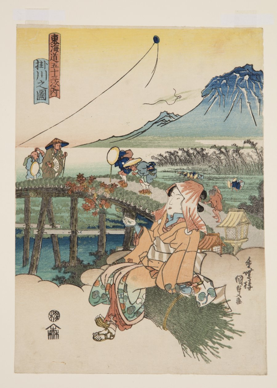 Näkymä Kakegawasta (Kakegawa no zu) (värillinen puupainatus) tekijältä Utagawa Kunisada