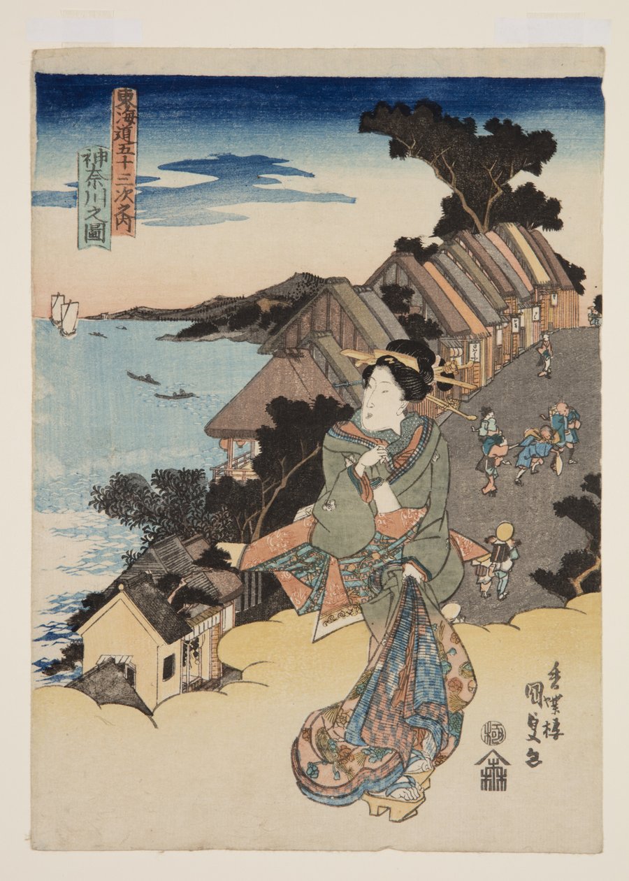 Näkymä Kanagawalle (Kanagawa no zu) (värillinen puupainatus) tekijältä Utagawa Kunisada