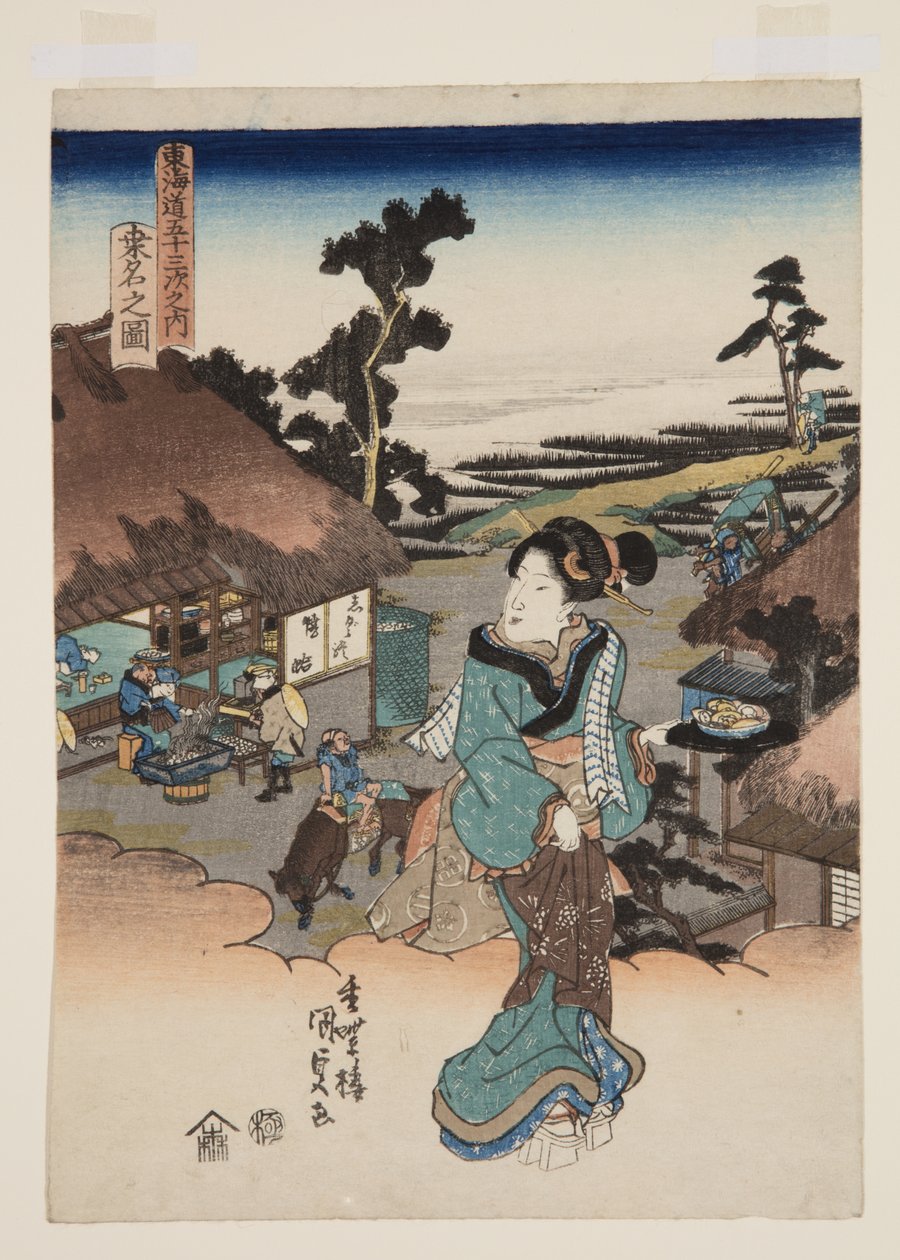 Näkymä Kuwanaan (Kuwana no zu) (värillinen puupainatus) tekijältä Utagawa Kunisada