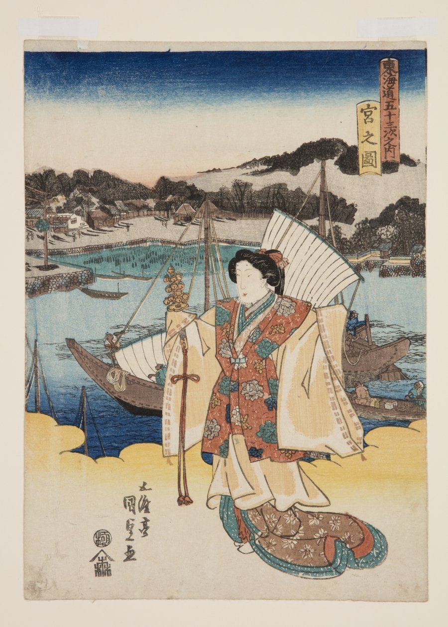 Näkymä Miyasta (Miya no zu) (värillinen puupainatus) tekijältä Utagawa Kunisada