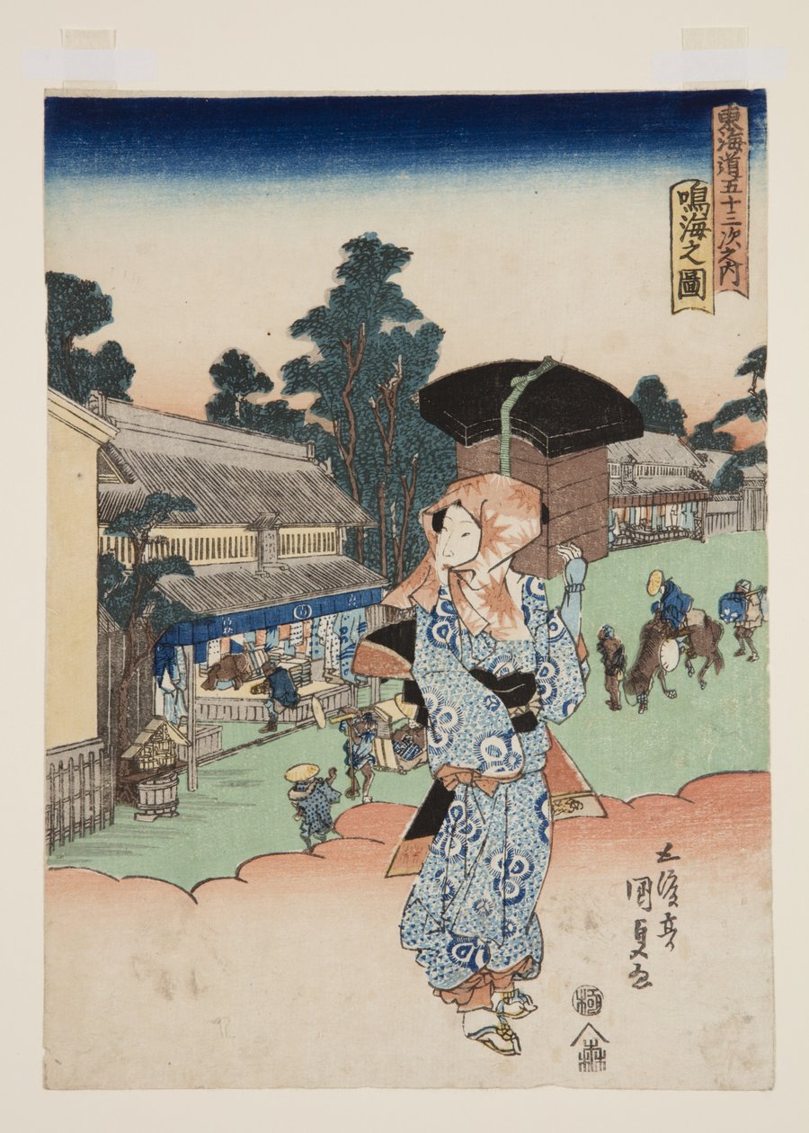 Näkymä Narumiin (Narumi no zu) (värillinen puupainatus) tekijältä Utagawa Kunisada