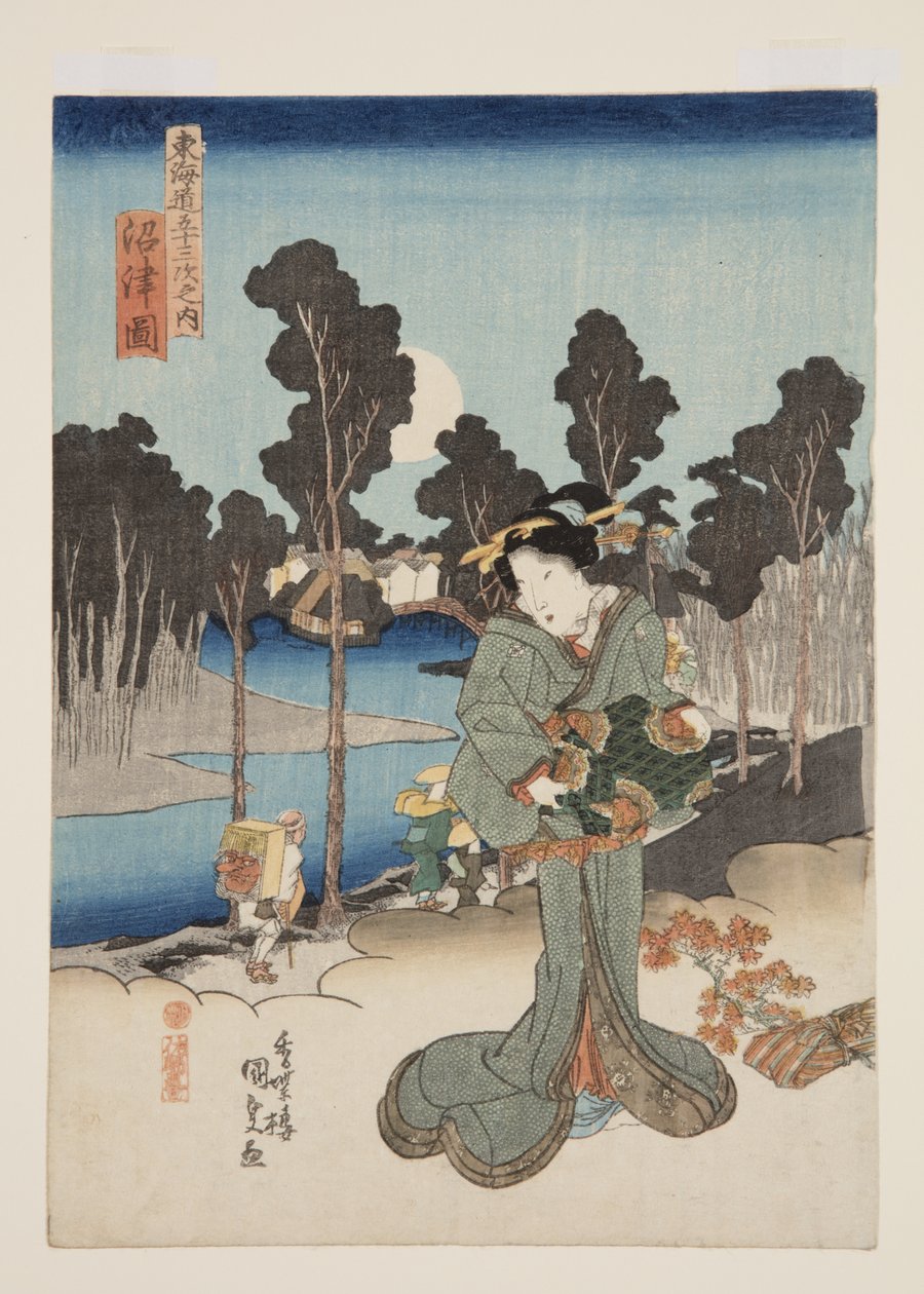 Näkymä Numazulle (Numazu zu) (värillinen puupainatus) tekijältä Utagawa Kunisada