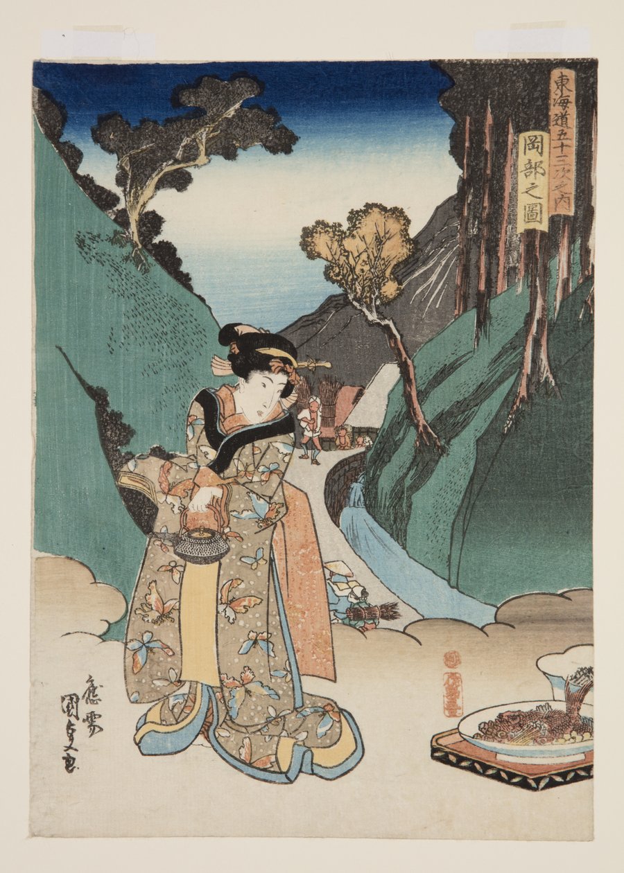 Näkymä Okabesta (Okabe no zu) (värillinen puupalikkapainatus) tekijältä Utagawa Kunisada