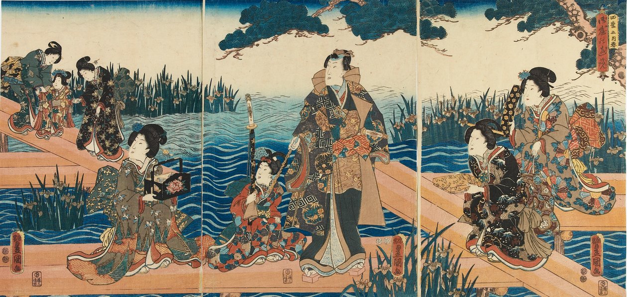 Puukiviprintti - "Four Seasons: Spring", 1851-1852 tekijältä Utagawa Kunisada