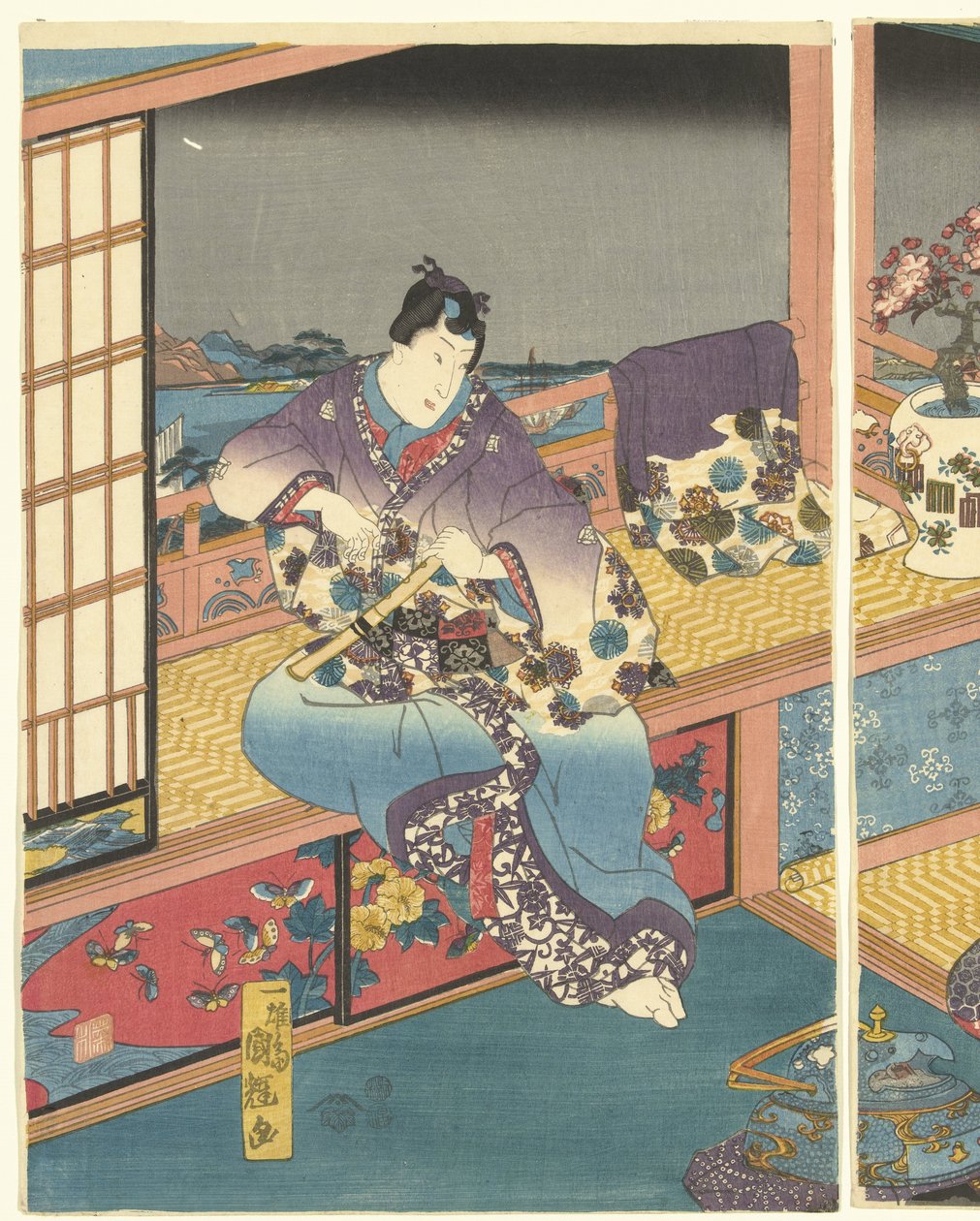 Kukat Lumi, kuu ja kukat (sarjan nimi) tekijältä Utagawa Kuniteru