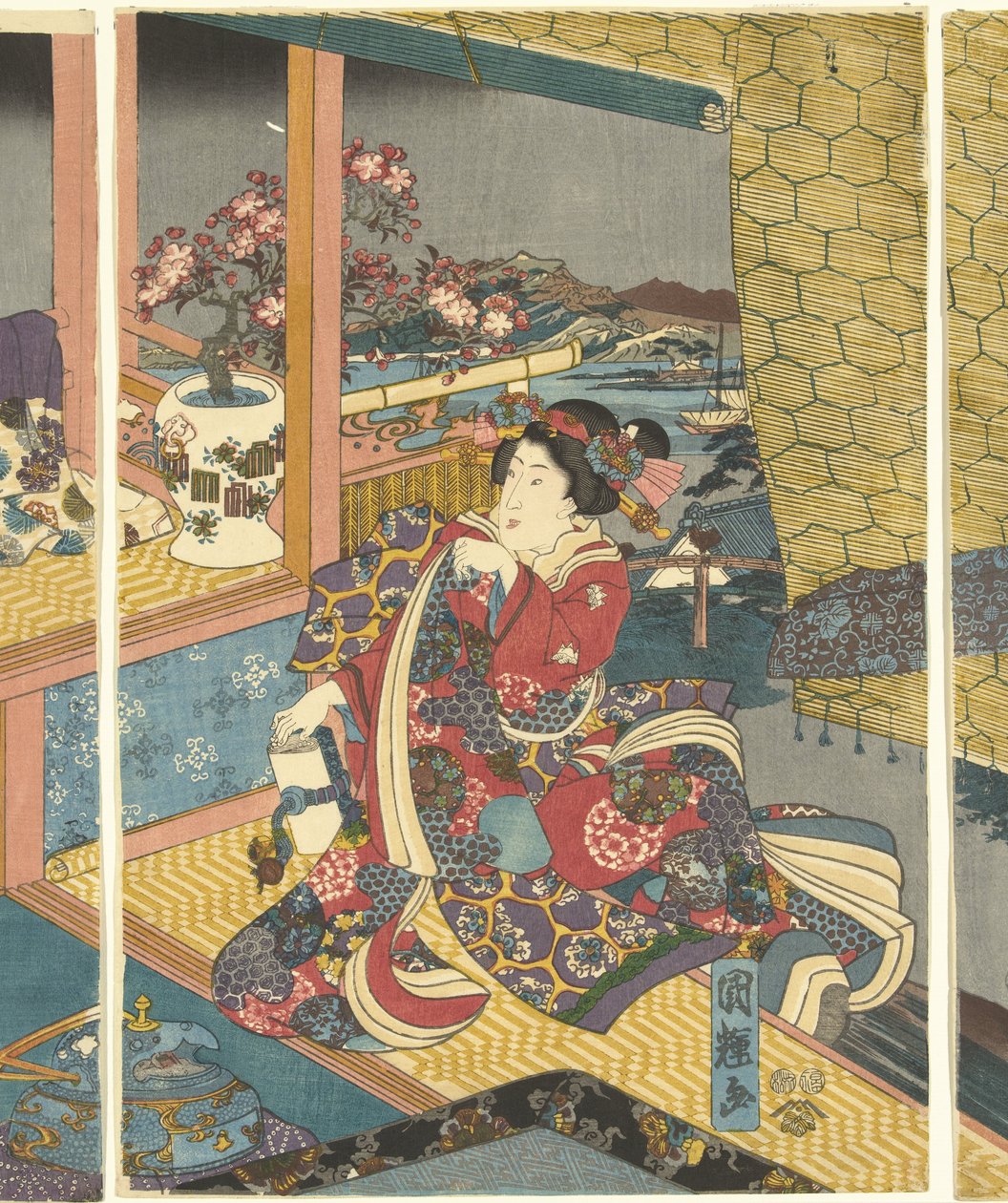 Kukat Lumi, kuu ja kukat (sarjan nimi) tekijältä Utagawa Kuniteru
