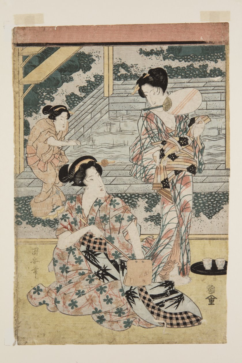 Ladies at Hot Spring (värillinen puupainatus) tekijältä Utagawa Kuniyasu
