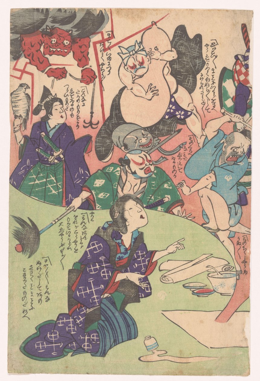 Dona agenollada Otsu-e (títol de la sèrie) acabat tekijältä Utagawa Kuniyoshi (possibly)